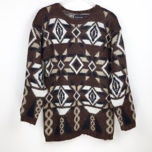 Paul Harris Southwestern Geometric Wool Blend Sweater | Aztec Pattern | Size L